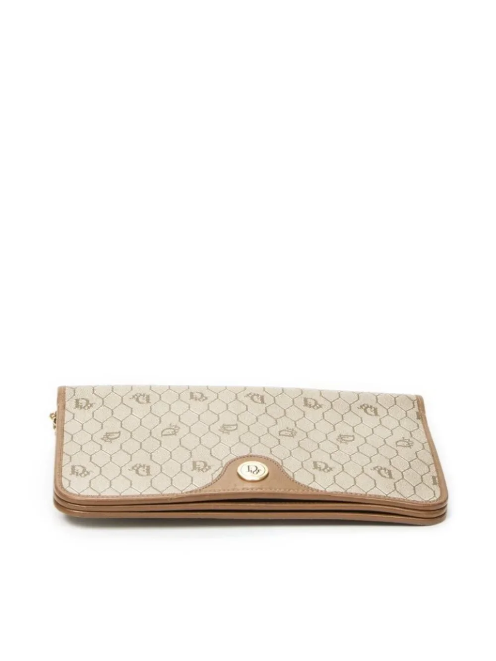 ★SOLD★ Dior Vintage Flap Clutch Beige Tan Honeycomb Canvas - Picture 6 of 10